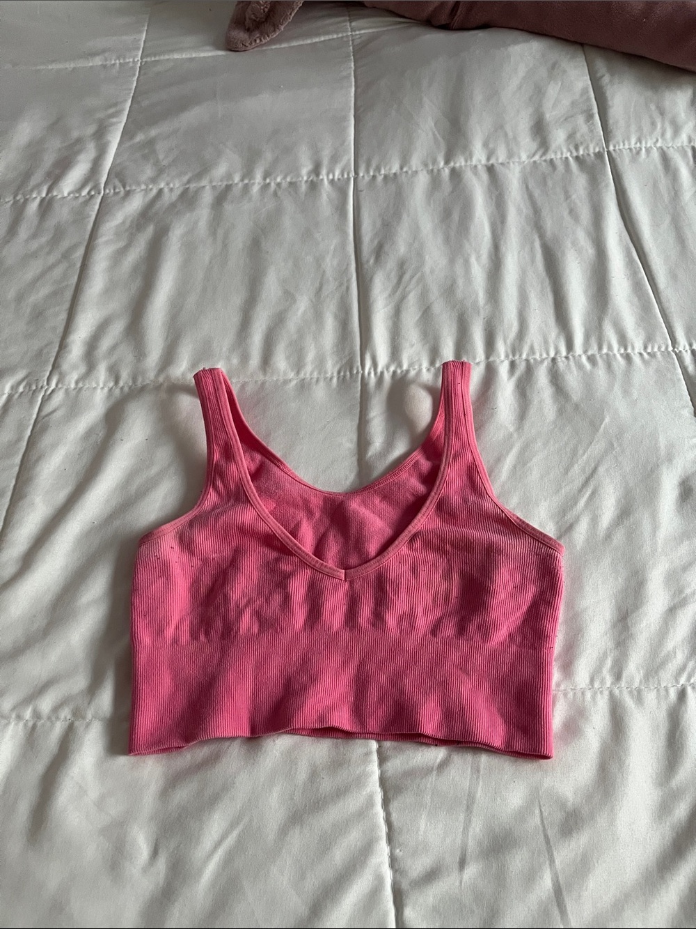 Urban Planet Hot Pink Ribbed V-Neck Crop Bralette